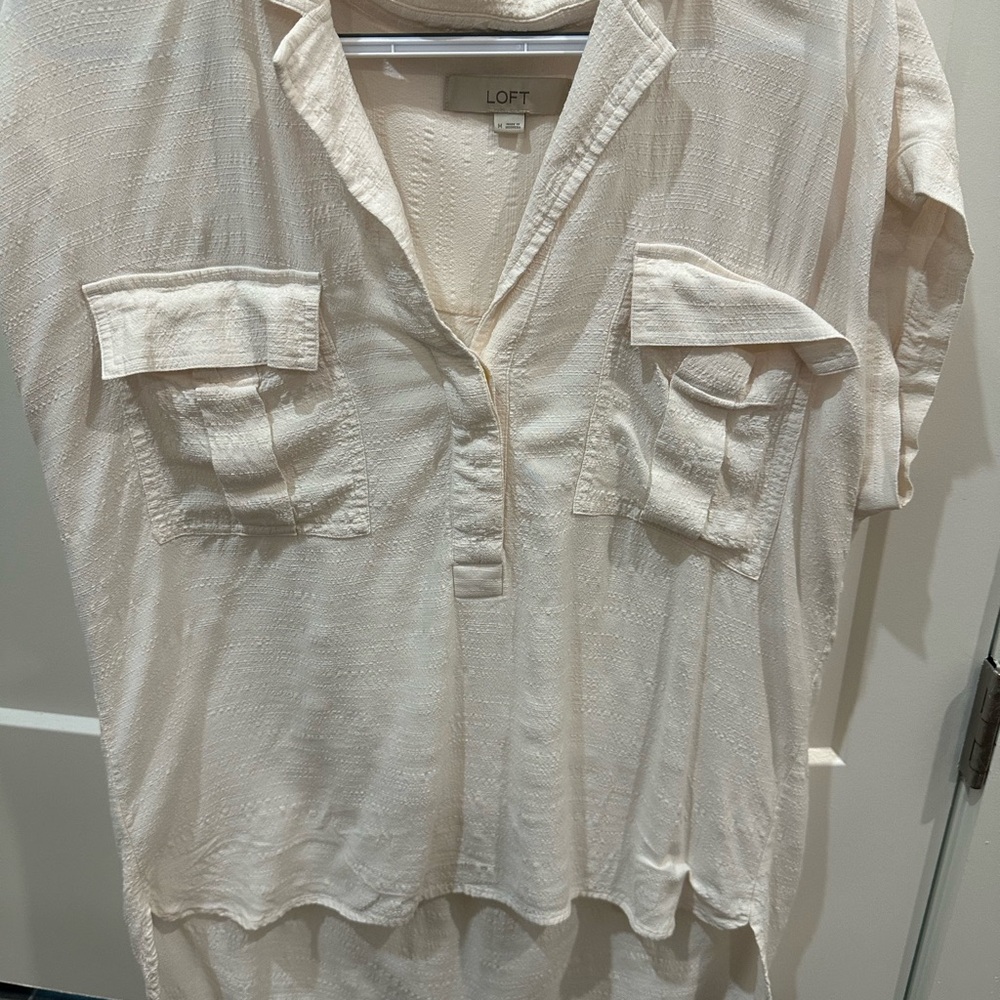 Loft Cream Blouse with Pockets